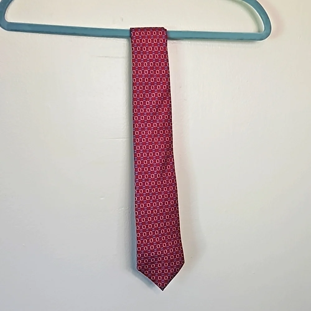 Brooks Brothers Red Geometric Print Silk Tie EUC
